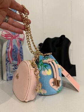 Juicy Couture Blue Gleam Multi with Floral Mini Bucket Bag and Heart Micro Bag